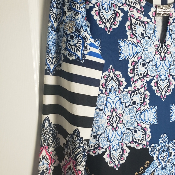 Melissa Paige Long Sleeve Paisley Print Striped Dress - Picture 4 of 10